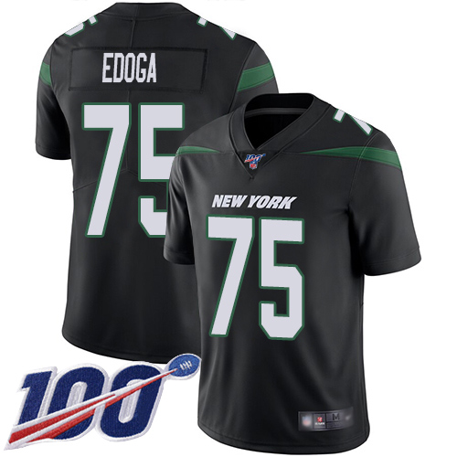 New York Jets Limited Black Youth Chuma Edoga Alternate Jersey NFL Football 75 100th Season Vapor Untouchable